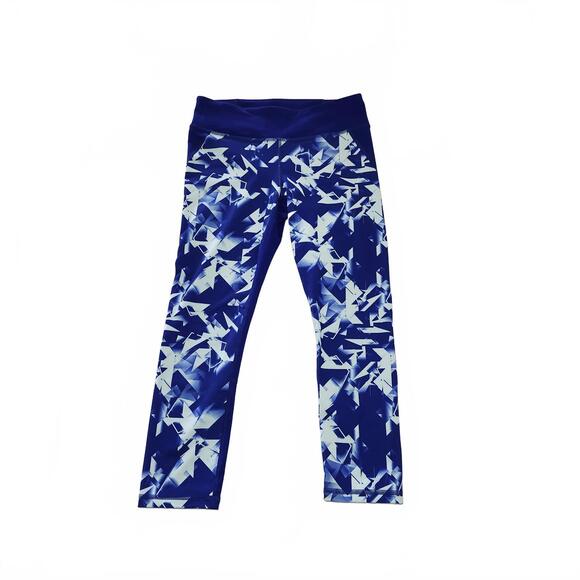 Under Armour Women's Size Small Blue White Patterned HeatGear Leggings Activefit - Picture 1 of 6
